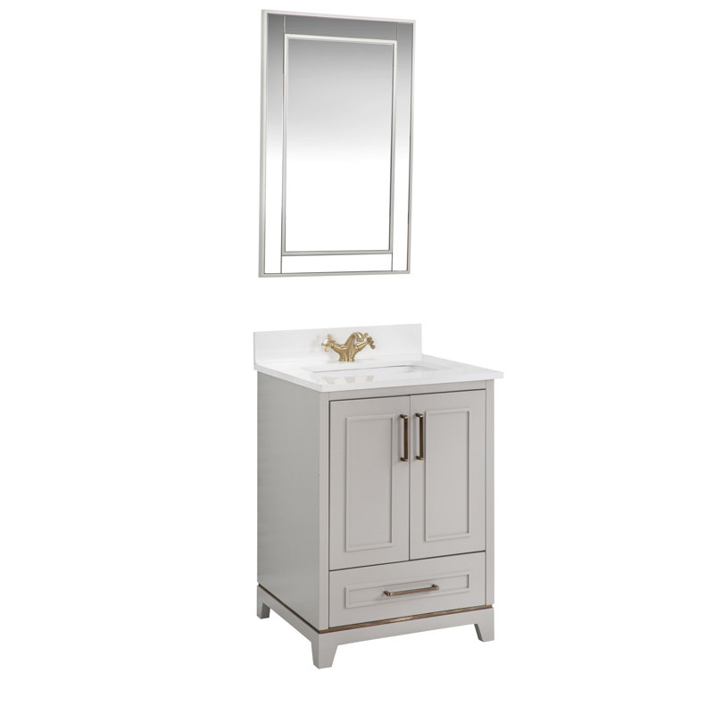 Ensemble de meuble-lavabo simple 23,6 po avec miroir Clorence, gris