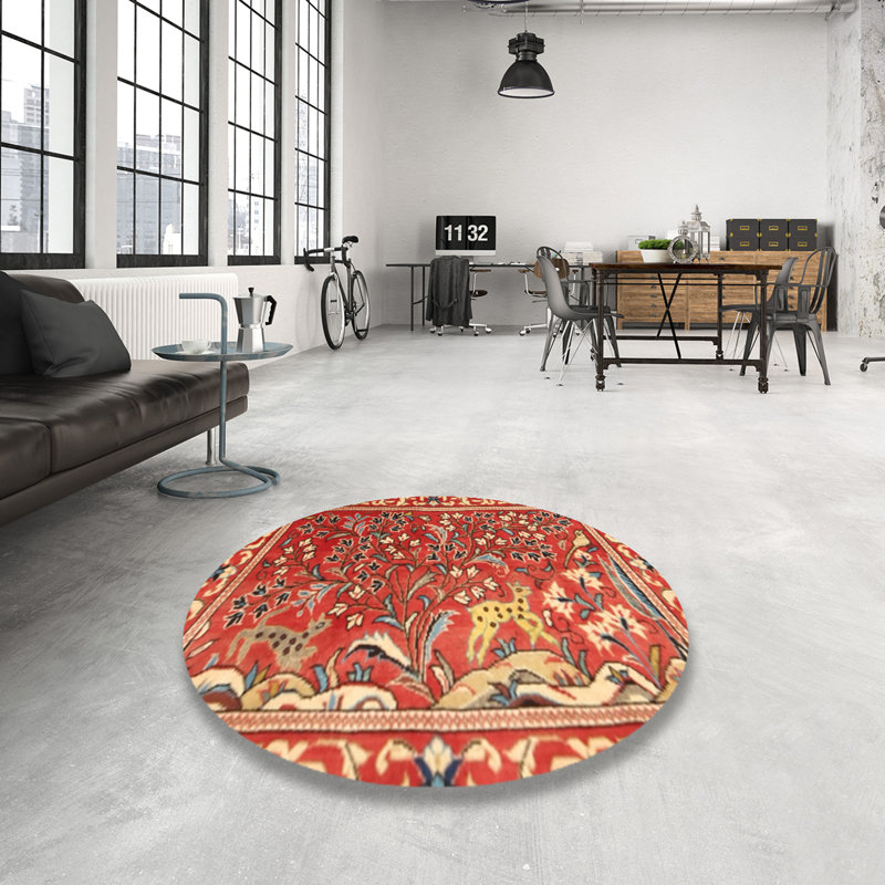 Tapis rouge/beige, Rond 6 pi