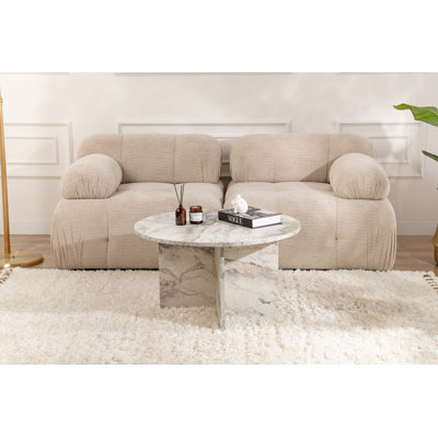 Table basse en marbre Chrisina Modern Freesia, 31,5 po x 17,7 po x 31,5 po | 100% panneau de fibres à densité moyenne, épaisseur: 0,7 pouce | Design élégant pour le salon, parfait pour les décors modernes et fantaisistes, finition durable et éléga