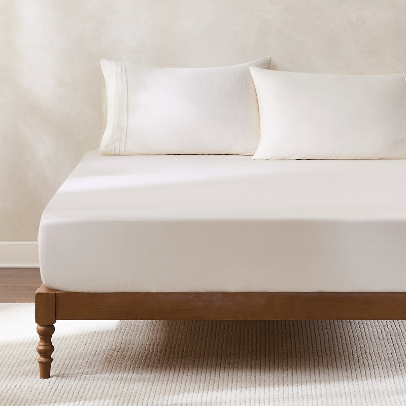 Ensemble de draps en coton 4 pièces, Crème, Ensemble de draps pour très grand lit