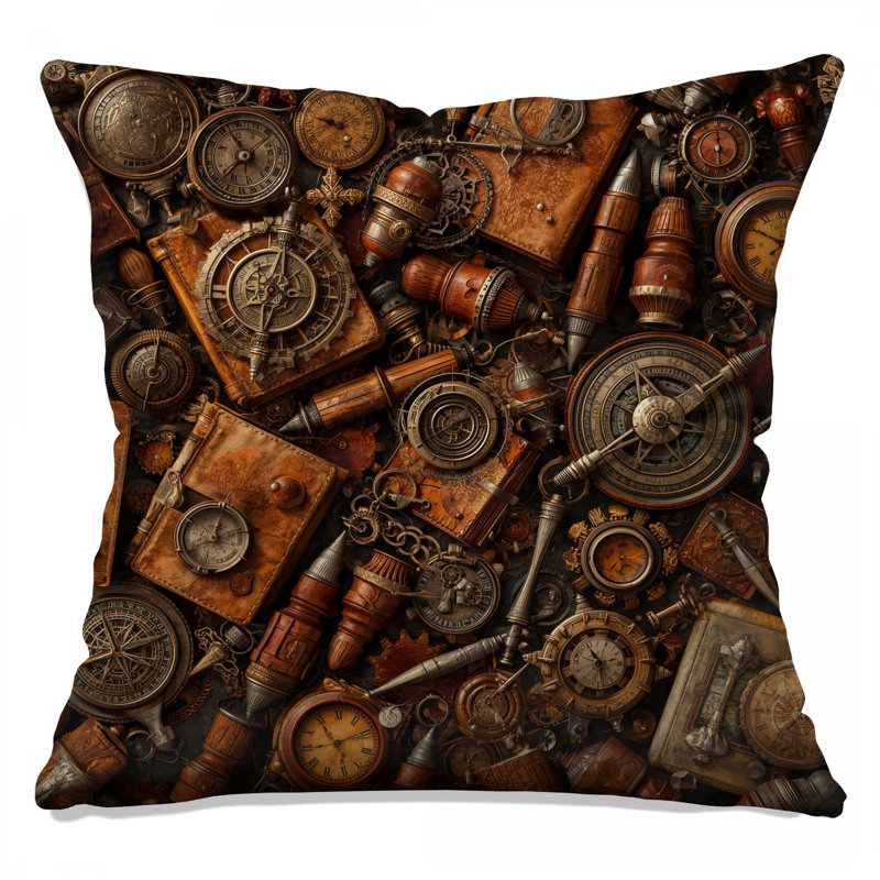 Coussins décoratifs Steampunk Gears And Clocks, 26 x 26 pouces