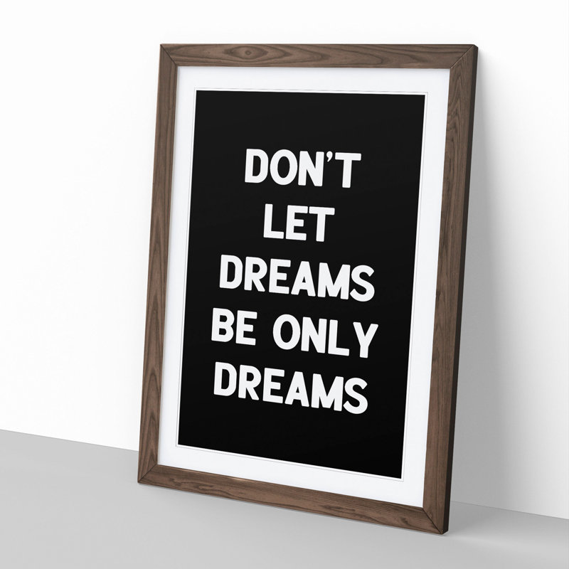 Dreams - Picture Frame Typography, Walnut, 48cm H x 36cm W x 2cm D