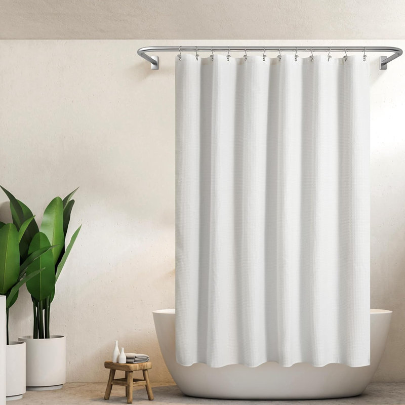 Rideau de douche Luxury Waffle Weave, H 72 po x l 71 po, Blanc