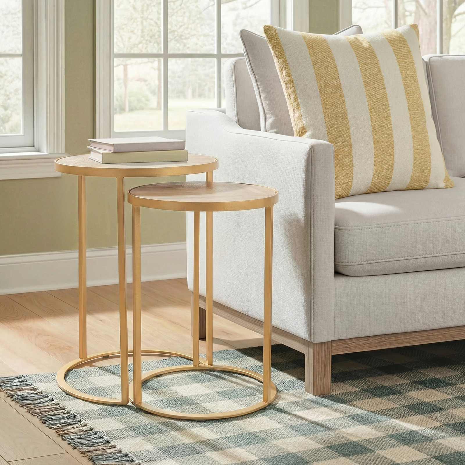 Akio 20" Mango Nesting End Tables, Gold
