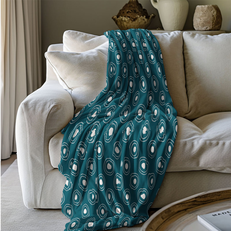 Polka Blue - 1 pièce Sherpa Premium, Grand lit