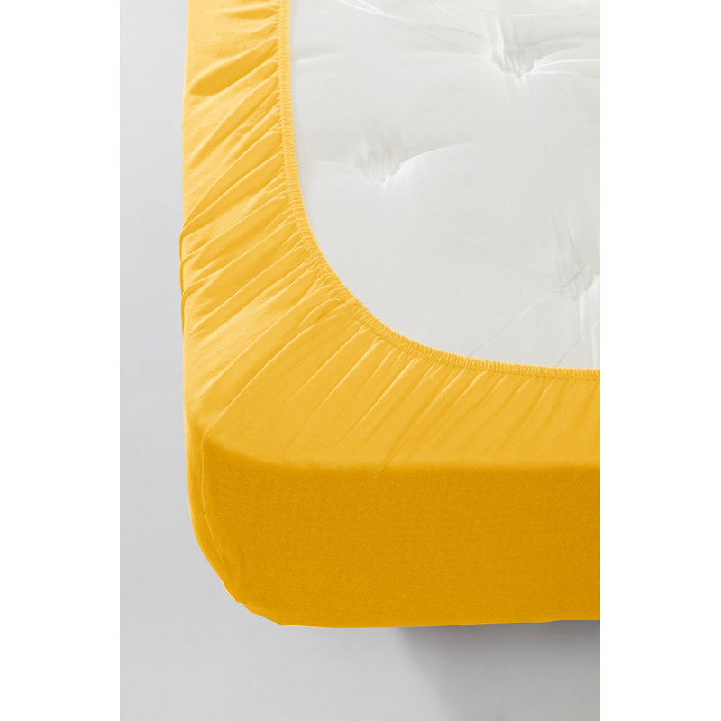 Drap-housse 100% coton, 63 po x 79 po, Jaune