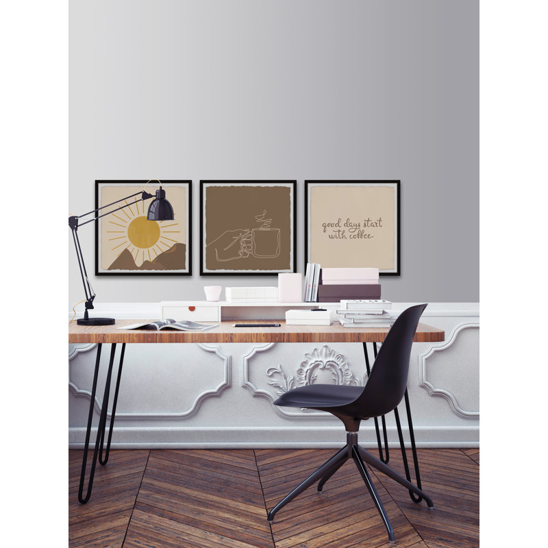 Good Days Start With Coffee - 3 Piece Single Picture Frame Painting Set, 30cm H x 30cm W x 3.81cm D