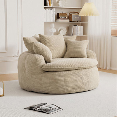 Fauteuil 53 po avec accoudoirs ronds surdimensionnés et ananas pour salon, chambre à coucher et appartement