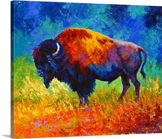 Aidrianna Master Bison by Marion Rose Painting Print on Wrapped Canvas Union Rustic 