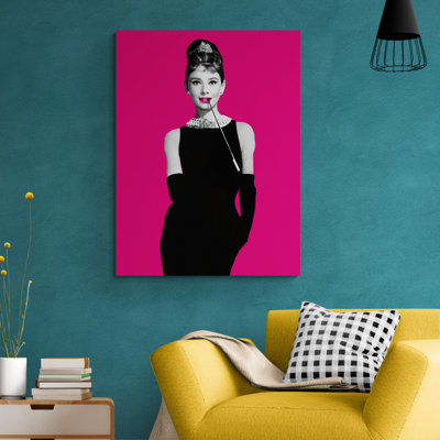 Kaylyn Audrey Hepburn Pop Art Pink - Breakfast At Tiffany's Movie Art - Print on Canvas