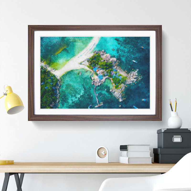 Koh Pha- Ngan in Ko Tao Thailand - Picture Frame Painting on MDF, Walnut Framed, 27cm H x 36cm W x 2cm D