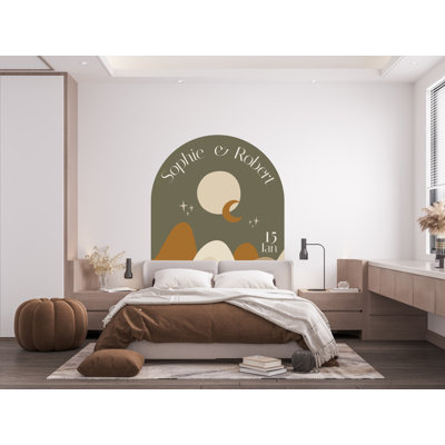 Décalcomanie murale Boho, autocollant de cadeau de mariage couple, autocollant d'arche de lit, adhésif mural Hedboard, autocollant de décoration murale arche, arche de lit très grand 143LU