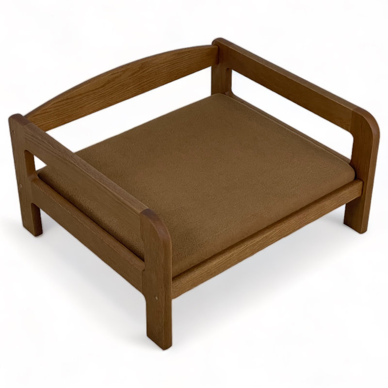 Lit pour chien surélevé Ayra, bois massif, matelas moka, finition noire, petit, Petit (l 24 po x P 21 po x H 12 po)
