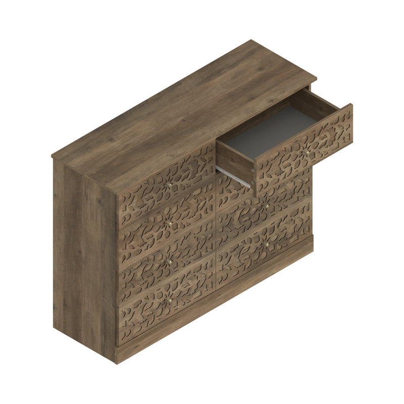 Commode décorative à 8 tiroirs brune L 47 po Lukasik