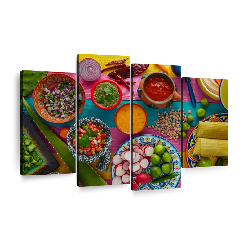 " Mexican Flavors " 4 - Pieces, 32" H x 52" W x 1.25" D