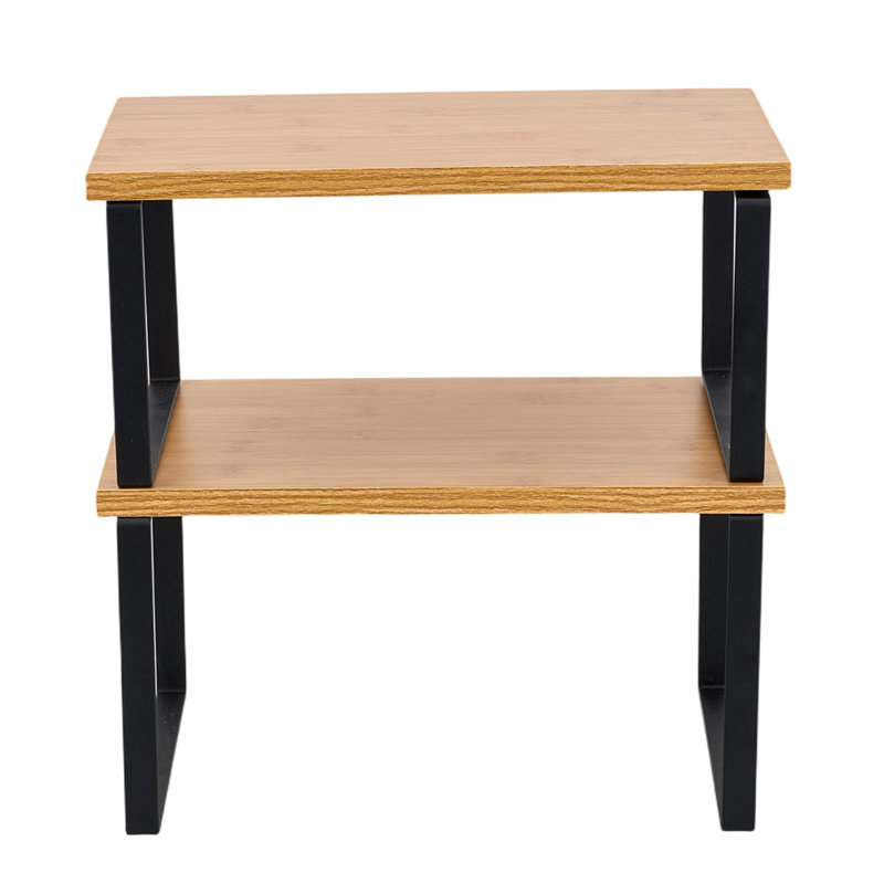 Iron,Wood Bracket Shelf, Black/Natural Wood