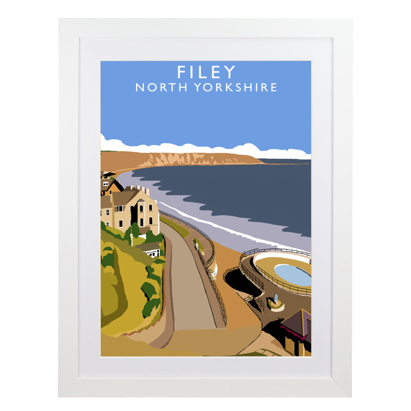 Filey 2 by Richard O'Neil - Print, White Wood Frame, 43.5 cm H x 33.5 cm W x 2.2 cm D