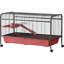 Abri pour petits animaux 48 "- Maisonnette pour lapins et furets avec mangeoire, roues, plateforme, rampe