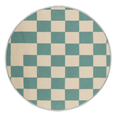 Machine Washable Checkered Beige Area Rug