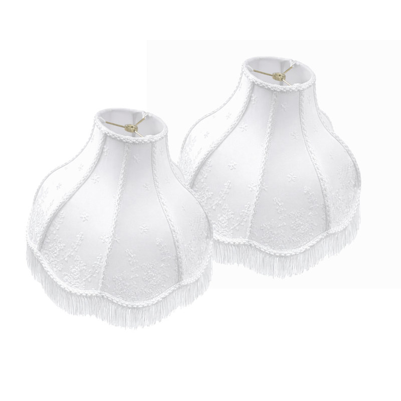 Victorian Scalloped Fringe Lamp Shades, 2-Pack, 6" x 17" x 13", White