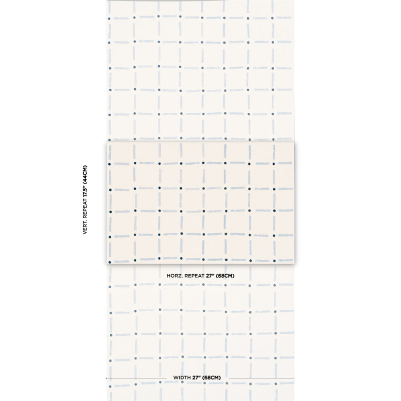Schumacher X Caroline Z Hurley Drifting Grid Wallpaper, Sky