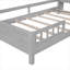 Lit plateforme simple de petite taille, structure en bois massif de style classique en gris doux avec DEL intégrée et tête de lit avec rangement