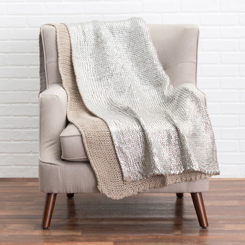 Couverture en tricot acrylique Cloud9 L 50 po pour espaces contemporains Cloud9 Design, Silver