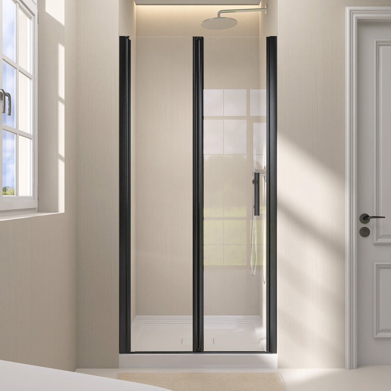 34-35 1/4 po x 72 po H porte de douche pliante en verre sans cadre, panneau de douche pliable en verre transparent, portes de douche pivotantes à pivot