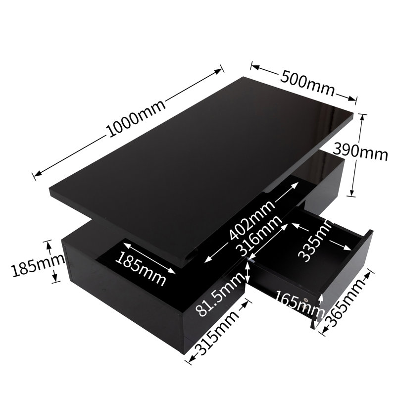 Campbelle Block Coffee Table with Storage, Black