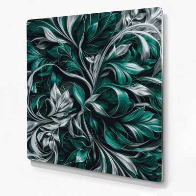 «Abstract Florals 79», art mural en métal bleu