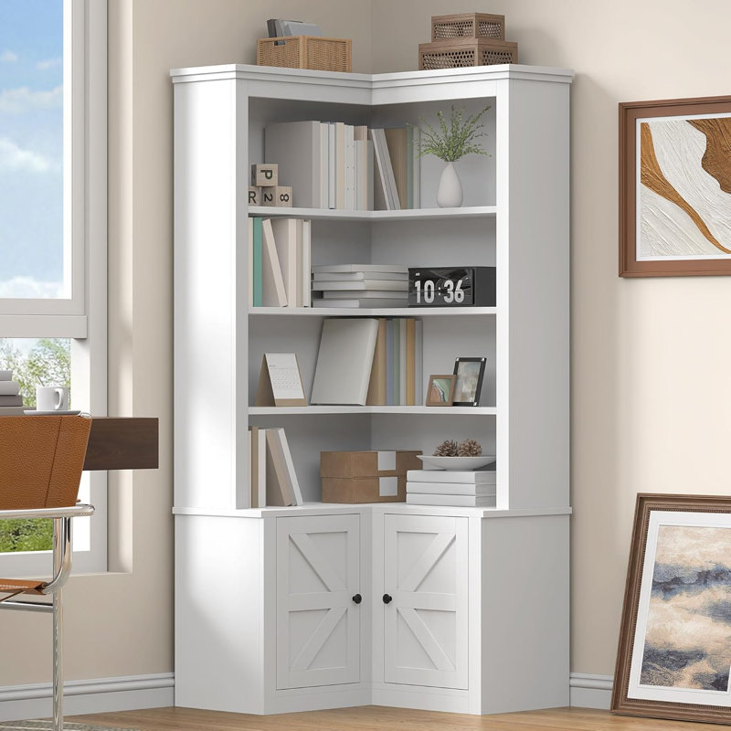 Bibliothèque en coin 71 "en L avec portes d'armoire