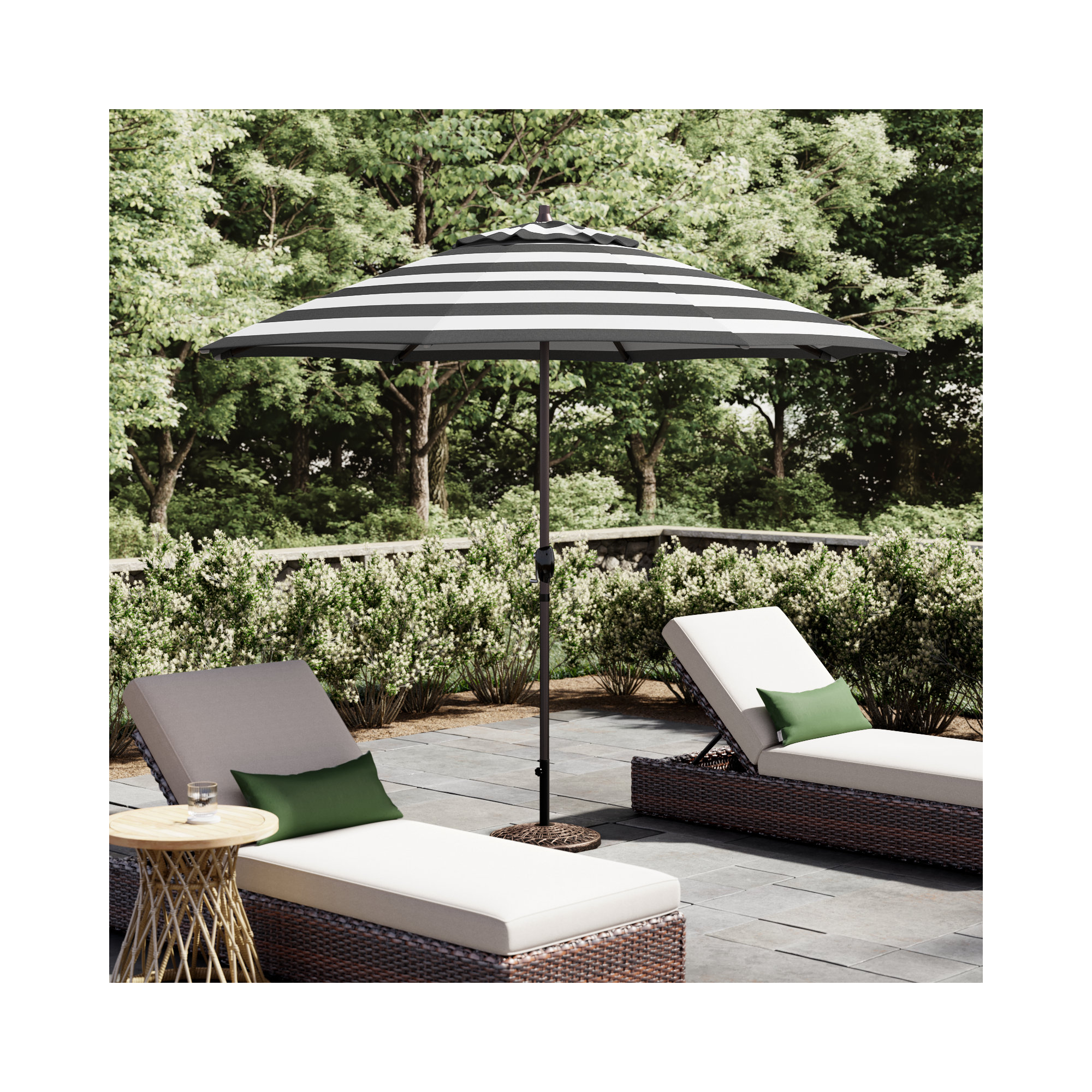 9' Market Sunbrella Umbrella, Cabana Classic Black Stripe Sunbrella®