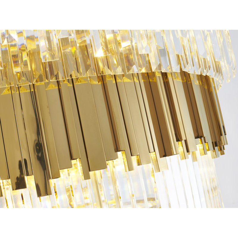 Lustre 60 niveaux avec accents de cristal, Or, 5