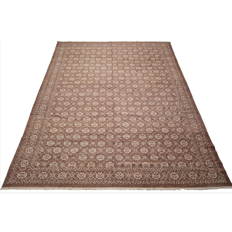 Tapis de reproduction antique brun noué à la main 9 pi x 12 pi