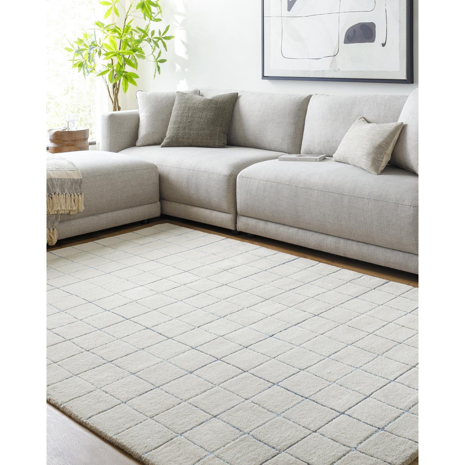 Mallory Hand-Tufted Gray Geometric Rug, Rectangle 8' x 10'