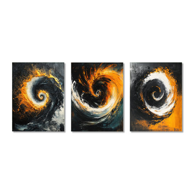 Yellow and Black Auroras Fractal Edge I – Contemporary 3 Piece Metal Wall Print