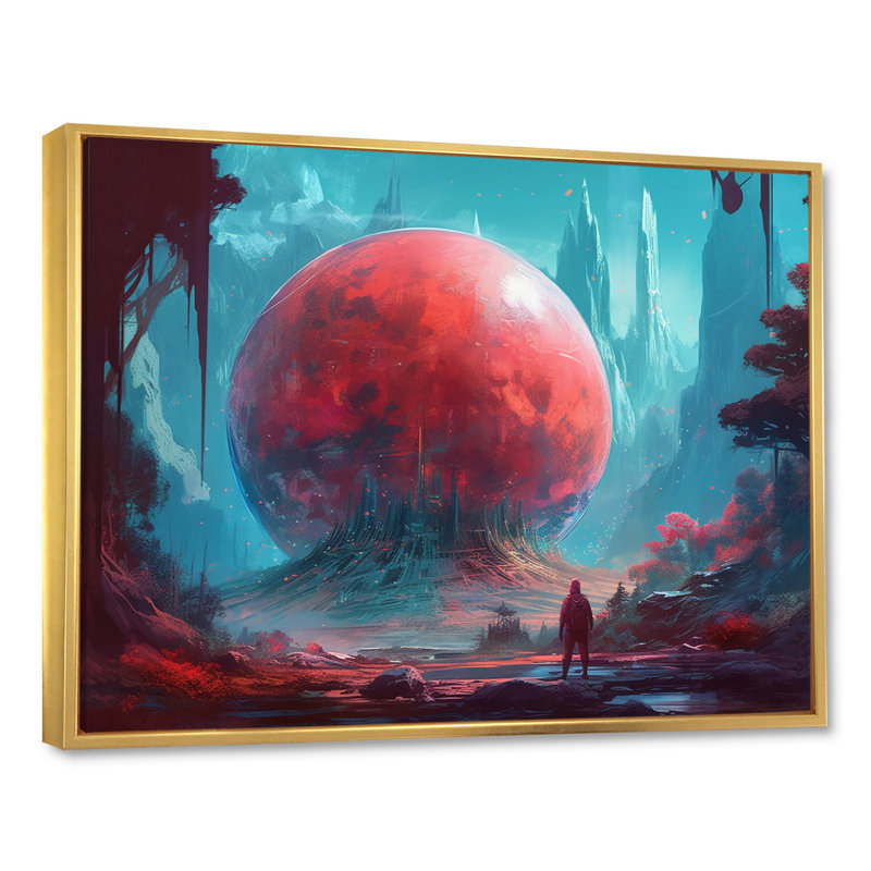 Planète planant dans un univers IV, reproduction d'art sur toile, H 12 po x l 20 po x P 1 po, Cadre flottant doré
