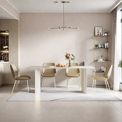 Modern Rectangular Dining Table with Rock Slab