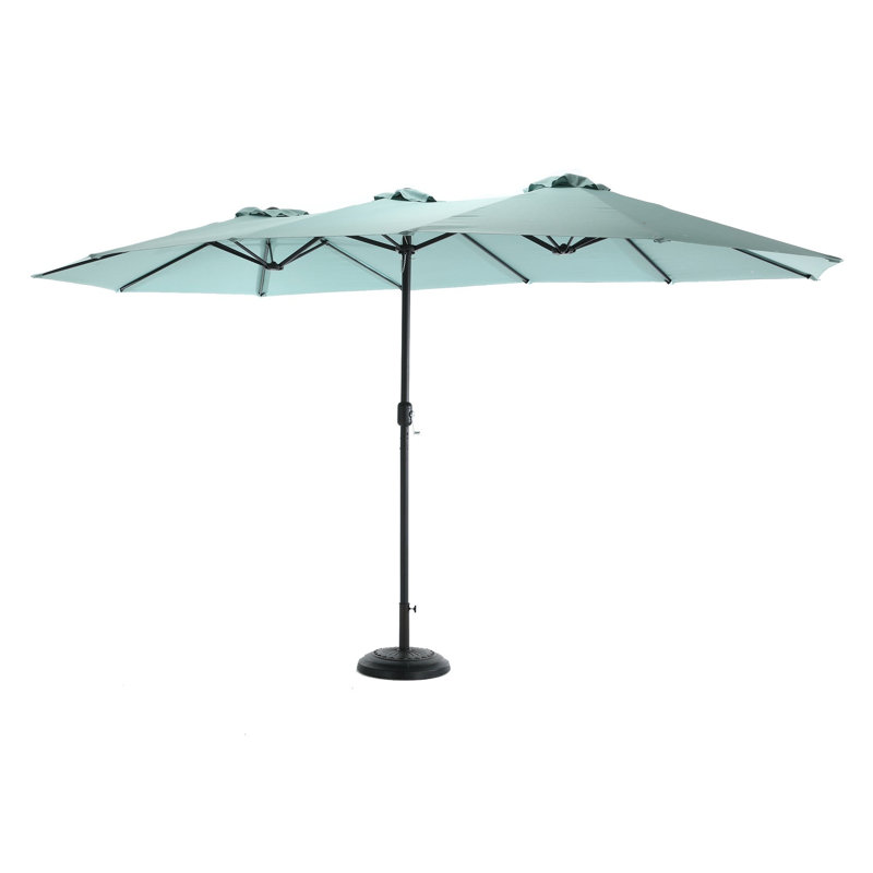 Grand parasol rectangulaire double face 14,8 pi avec manivelle (vert clair) (sans base), Light Green