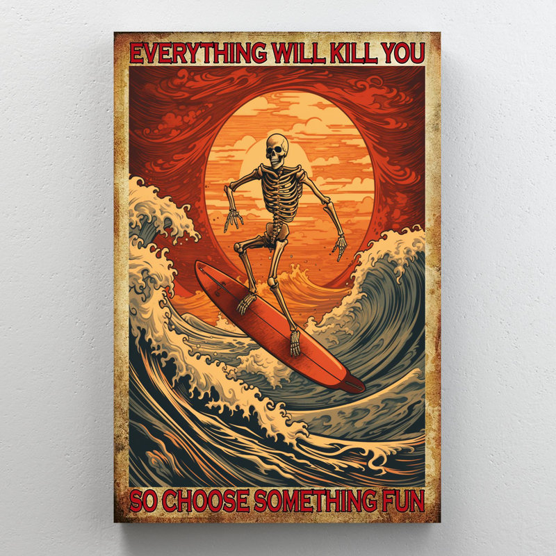 «Surfing so choisir Quelque chose amusant» - 1 pièce Rectangle «Surfing so choisir quelque chose amusant» - 1 pièce, reproduction d'art graphique sur toile tendue sur toile tendue