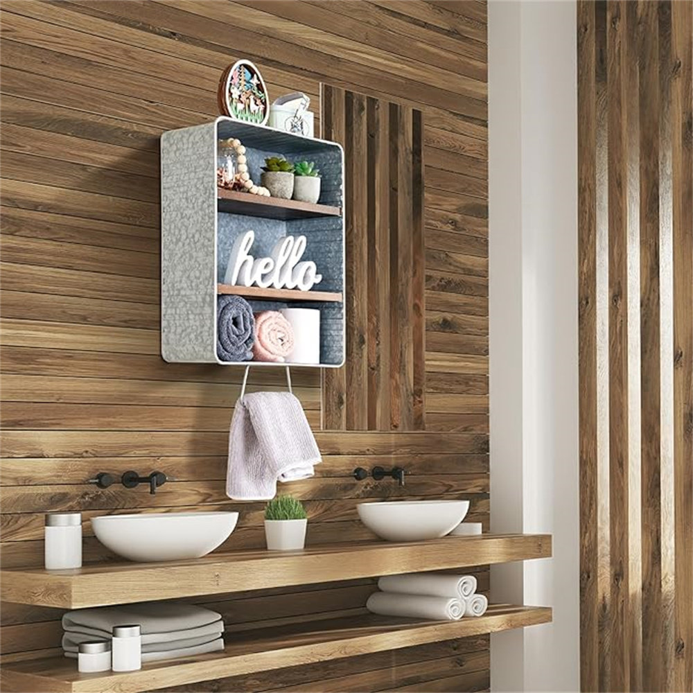 Gracie Oaks Wash Tub With Shelves Rustic Bathroom Decor Rustic ...