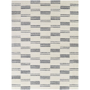 Marien Dark Blue Abstract Striped Area Rug