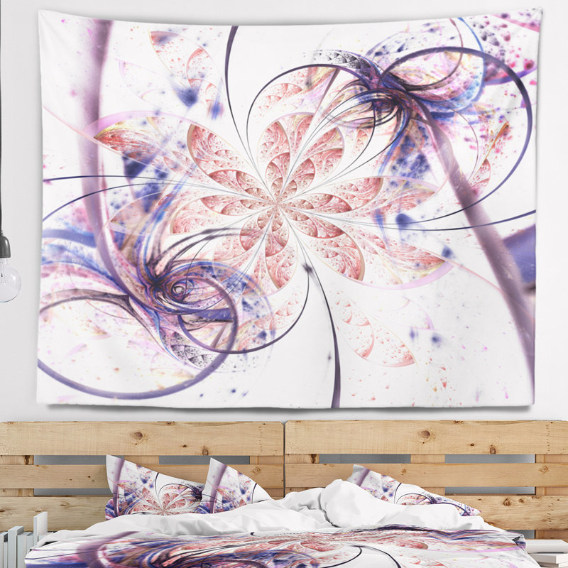 Tapisserie de motif fleur abstraite abstraite, H 78 po x l 92 po