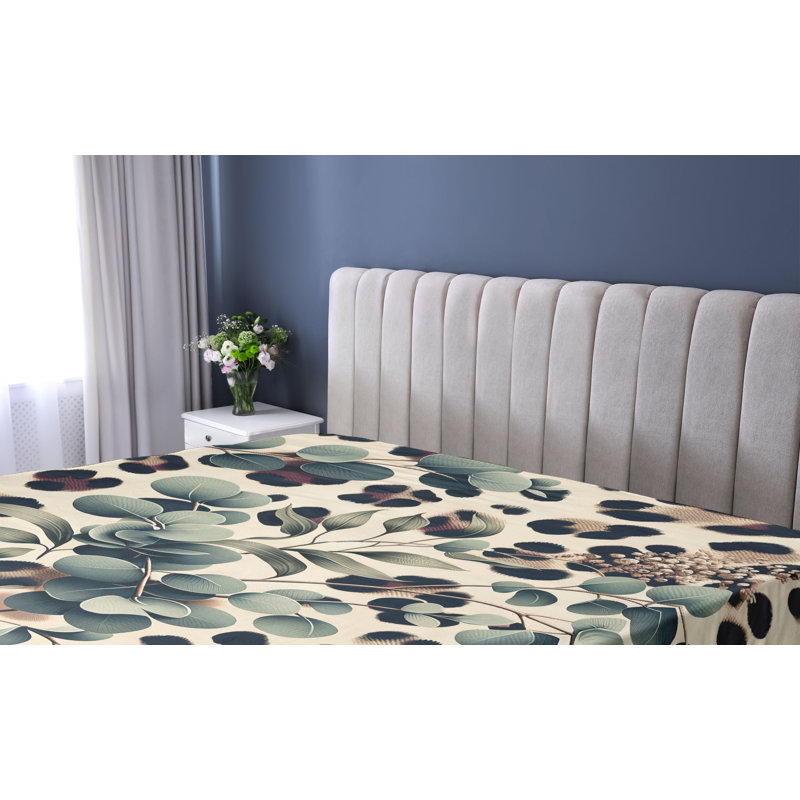 Drap-housse à motif léopard Ambesonne_ Feuille d'eucalyptus audacieux_ Vert chameau, Simple