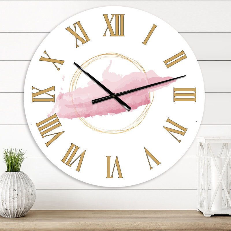Cercle zen avec nuage rose - horloge murale moderne, Petit