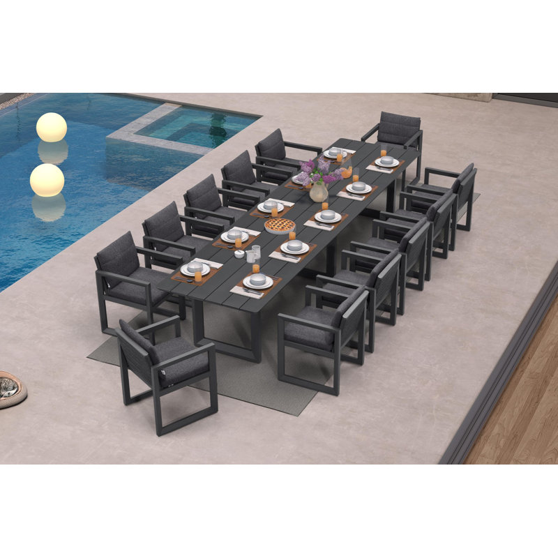  Outdoor Dining Set For 12 Aluminum Extra Long Patio Furniture Table And Chairs Set With All Weather Thick Cushion Rectangular Patio Dining Sets