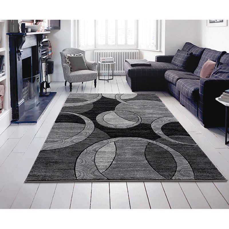 Tapis gris / noir Adonia, Rectangle 3 pi 9 po x 5 pi 9 po