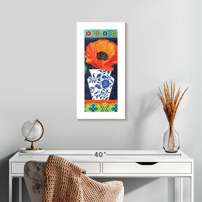 Pavot orange en fleurs, H 24 po x l 12 po