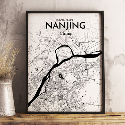 « nanjing city map », reproduction d’impression sur affiche en encre