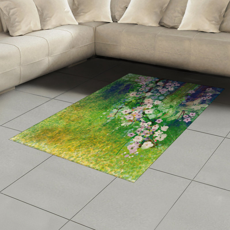 Japanese High Density Long Fiber Poly Threads Decorative Area Rug Carpet, Rectangle 4' x 5'8"